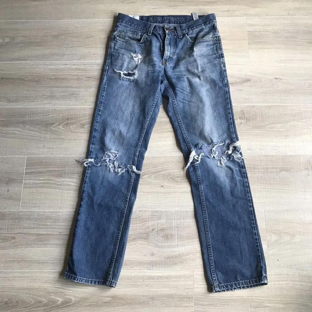 Anchor Blue Distressed Blue Jeans Mens Sz 30 x 32 Slim Fit